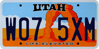 UT license plate W075XM