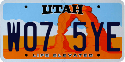 UT license plate W075YE