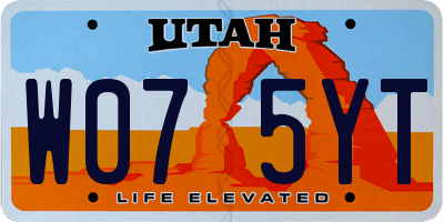 UT license plate W075YT