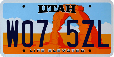 UT license plate W075ZL