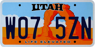 UT license plate W075ZN