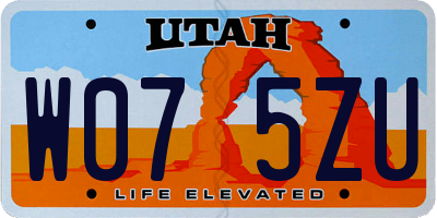 UT license plate W075ZU