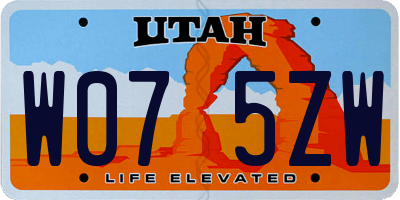 UT license plate W075ZW
