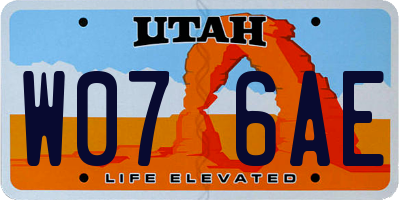 UT license plate W076AE