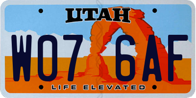 UT license plate W076AF