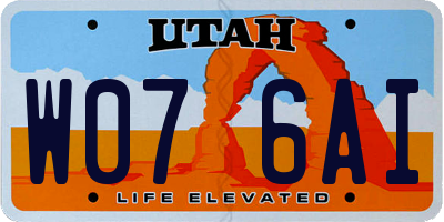 UT license plate W076AI