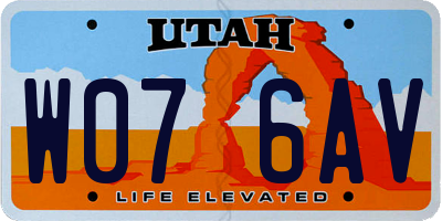 UT license plate W076AV