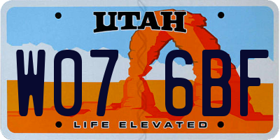 UT license plate W076BF