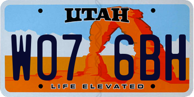 UT license plate W076BH
