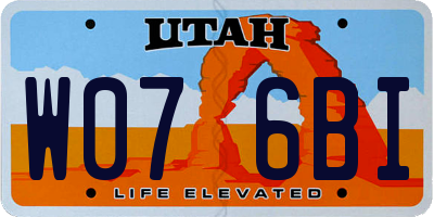 UT license plate W076BI