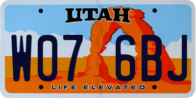 UT license plate W076BJ