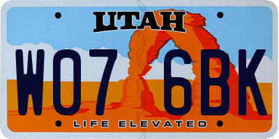 UT license plate W076BK