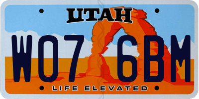 UT license plate W076BM