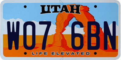 UT license plate W076BN