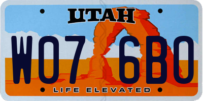 UT license plate W076BO