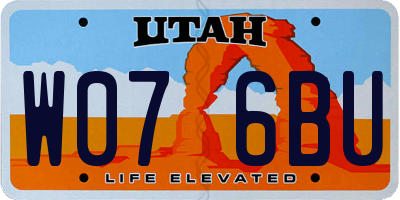 UT license plate W076BU