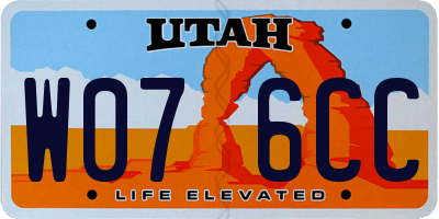 UT license plate W076CC
