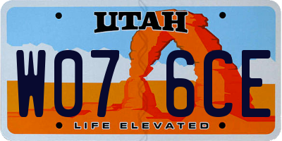 UT license plate W076CE