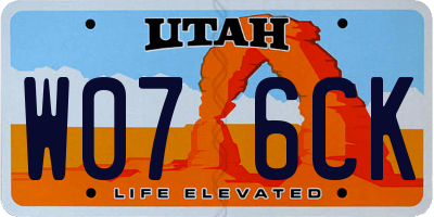 UT license plate W076CK