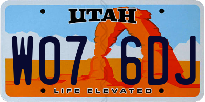 UT license plate W076DJ