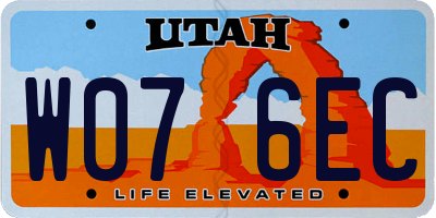 UT license plate W076EC