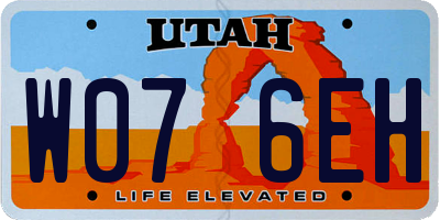 UT license plate W076EH