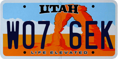 UT license plate W076EK