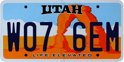 UT license plate W076EM