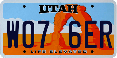 UT license plate W076ER