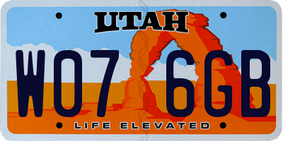 UT license plate W076GB