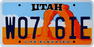 UT license plate W076IE