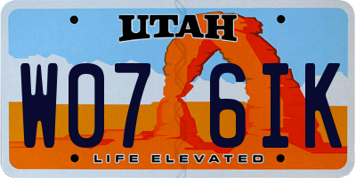 UT license plate W076IK