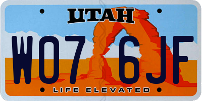 UT license plate W076JF