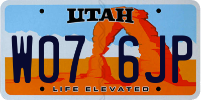 UT license plate W076JP