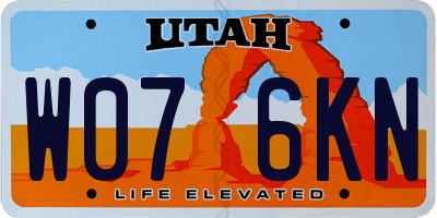 UT license plate W076KN