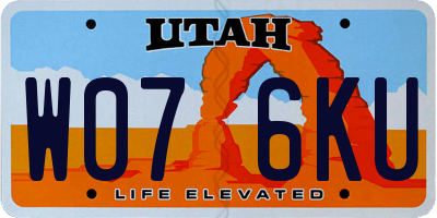 UT license plate W076KU