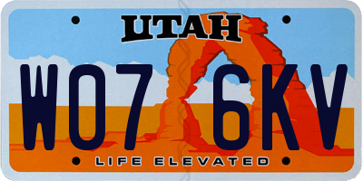 UT license plate W076KV