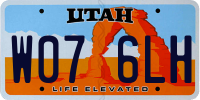 UT license plate W076LH