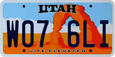 UT license plate W076LI