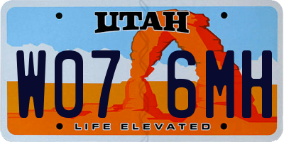 UT license plate W076MH