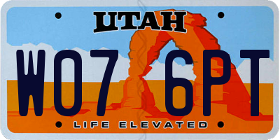UT license plate W076PT