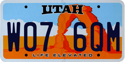 UT license plate W076QM
