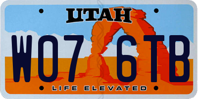 UT license plate W076TB