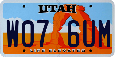 UT license plate W076UM