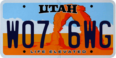 UT license plate W076WG