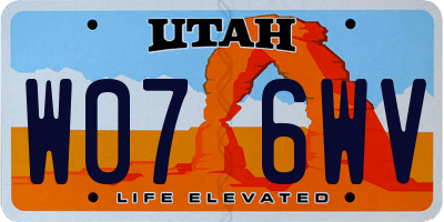 UT license plate W076WV