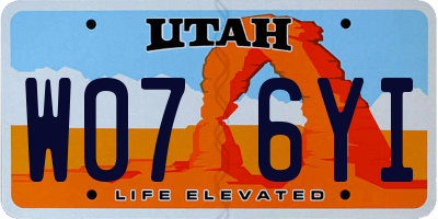 UT license plate W076YI