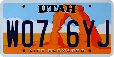 UT license plate W076YJ