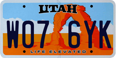 UT license plate W076YK
