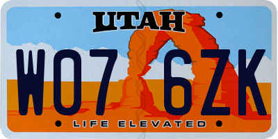 UT license plate W076ZK